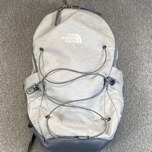 The North Face Jester backpack with Flexvent gray laptop pocket Gardenia White